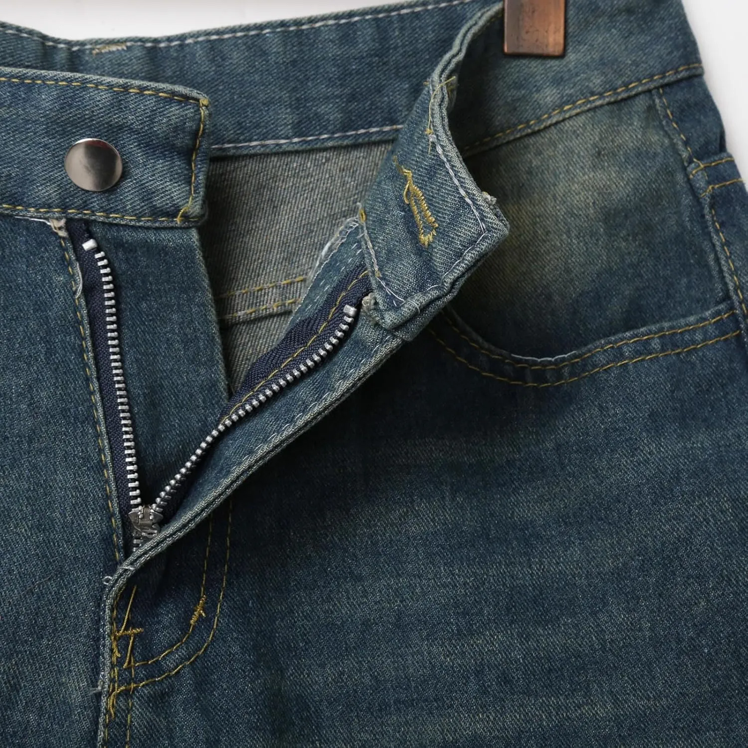 Men's Baggy Denim Jorts Y2K Grunge Loose Hip Hop Jean Shorts Summer Casual Mid Jeans Streetwear with Pockets