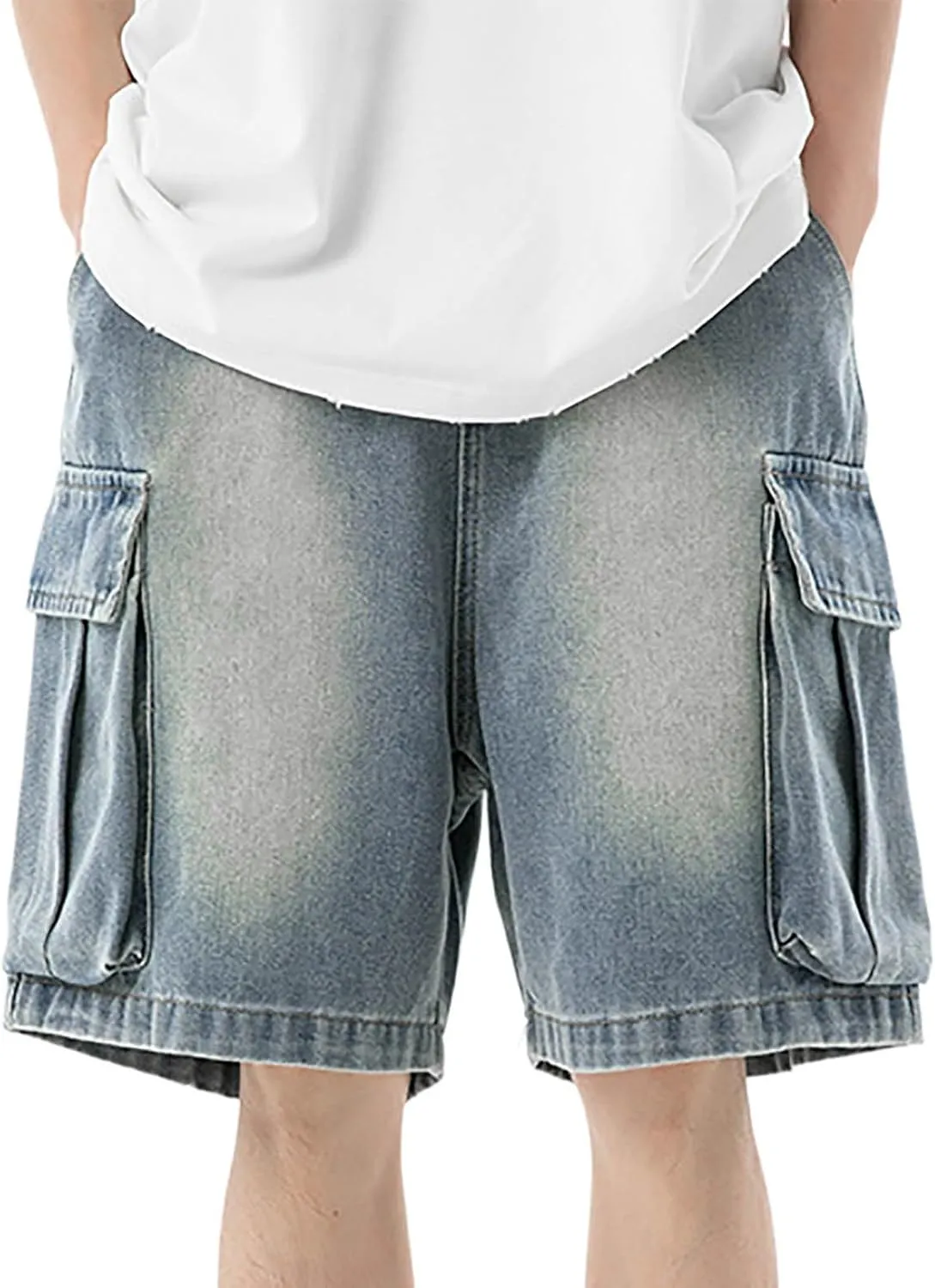 Mens Baggy Denim Jorts Y2K Loose Hip Hop Jean Shorts Casual Summer Long Jeans Streetwear