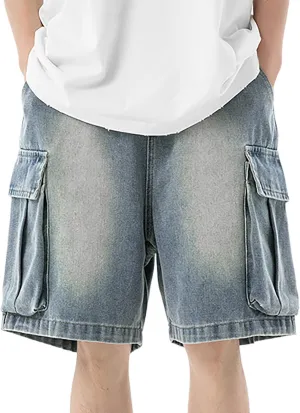 Mens Baggy Denim Jorts Y2K Loose Hip Hop Jean Shorts Casual Summer Long Jeans Streetwear