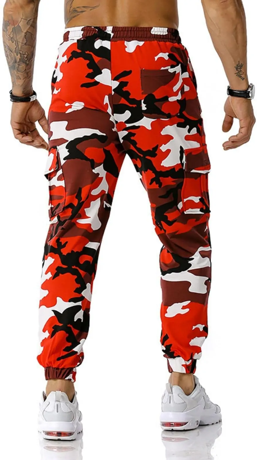 Mens Camo Joggers Sweatpants Stretch Casual Slim Fit Trendy Lightweight Cargo Pants Outdoor Training Athletic Trousers