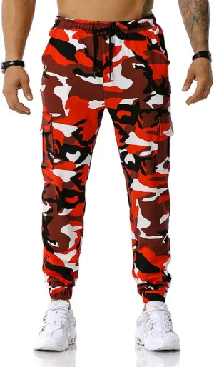 Mens Camo Joggers Sweatpants Stretch Casual Slim Fit Trendy Lightweight Cargo Pants Outdoor Training Athletic Trousers
