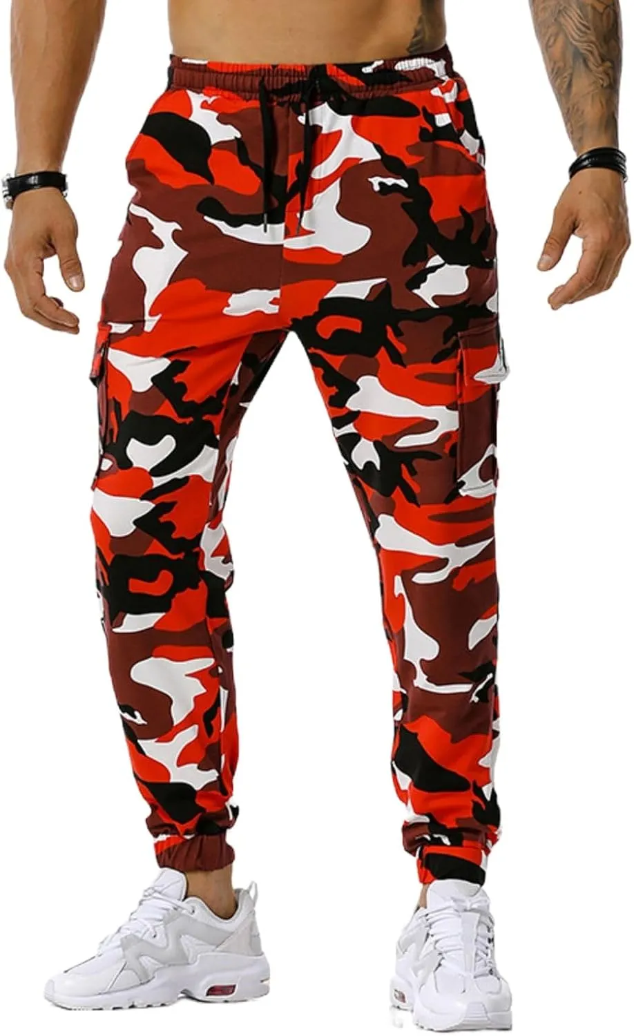 Mens Camo Joggers Sweatpants Stretch Casual Slim Fit Trendy Lightweight Cargo Pants Outdoor Training Athletic Trousers