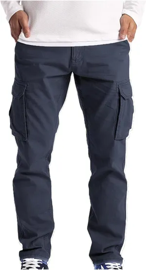Mens Cargo Pants Casual Lightweight Elastic Waist Drawstring Tapered Pant with Pockets