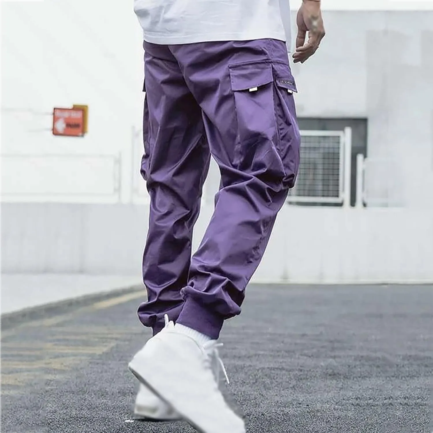 Men's Cargo Pants Solid Color Joggers Lounge Running Workout Gym Track Pants Summer Outdoor Hiking Trousers