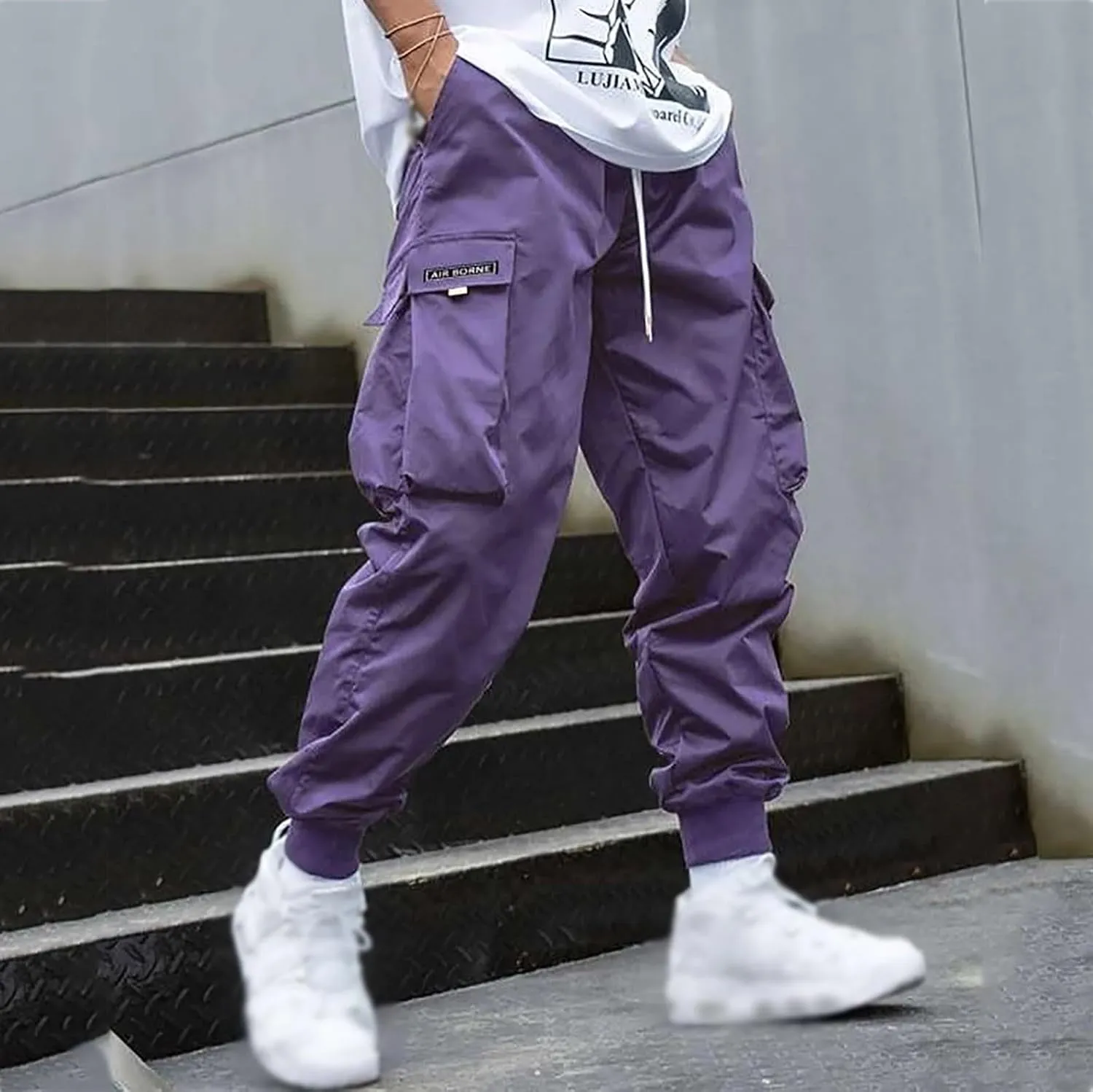 Men's Cargo Pants Solid Color Joggers Lounge Running Workout Gym Track Pants Summer Outdoor Hiking Trousers