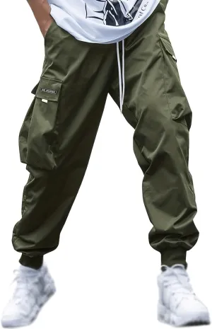 Men's Cargo Pants Solid Color Joggers Lounge Running Workout Gym Track Pants Summer Outdoor Hiking Trousers