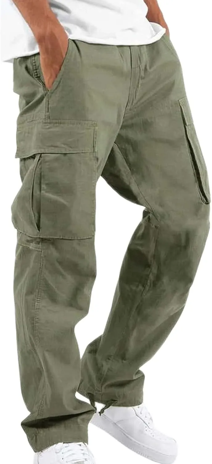 Mens Cargo Pants Straight Casual Trendy Loose Slim Fit Joggers Sweatpants Outdoor Lightweight Athletic Walking Trouser