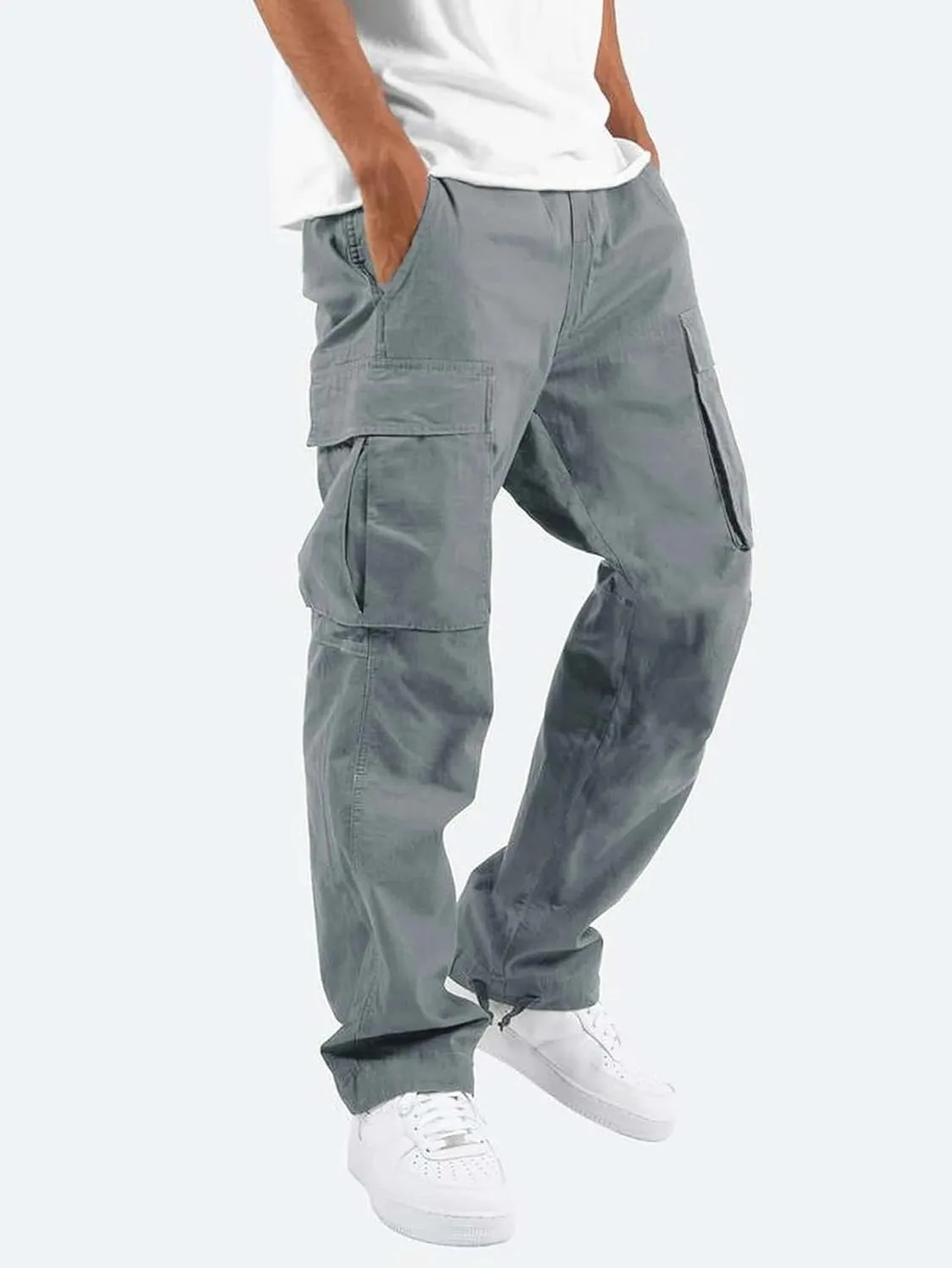 Mens Cargo Pants Straight Casual Trendy Loose Slim Fit Joggers Sweatpants Outdoor Lightweight Athletic Walking Trouser