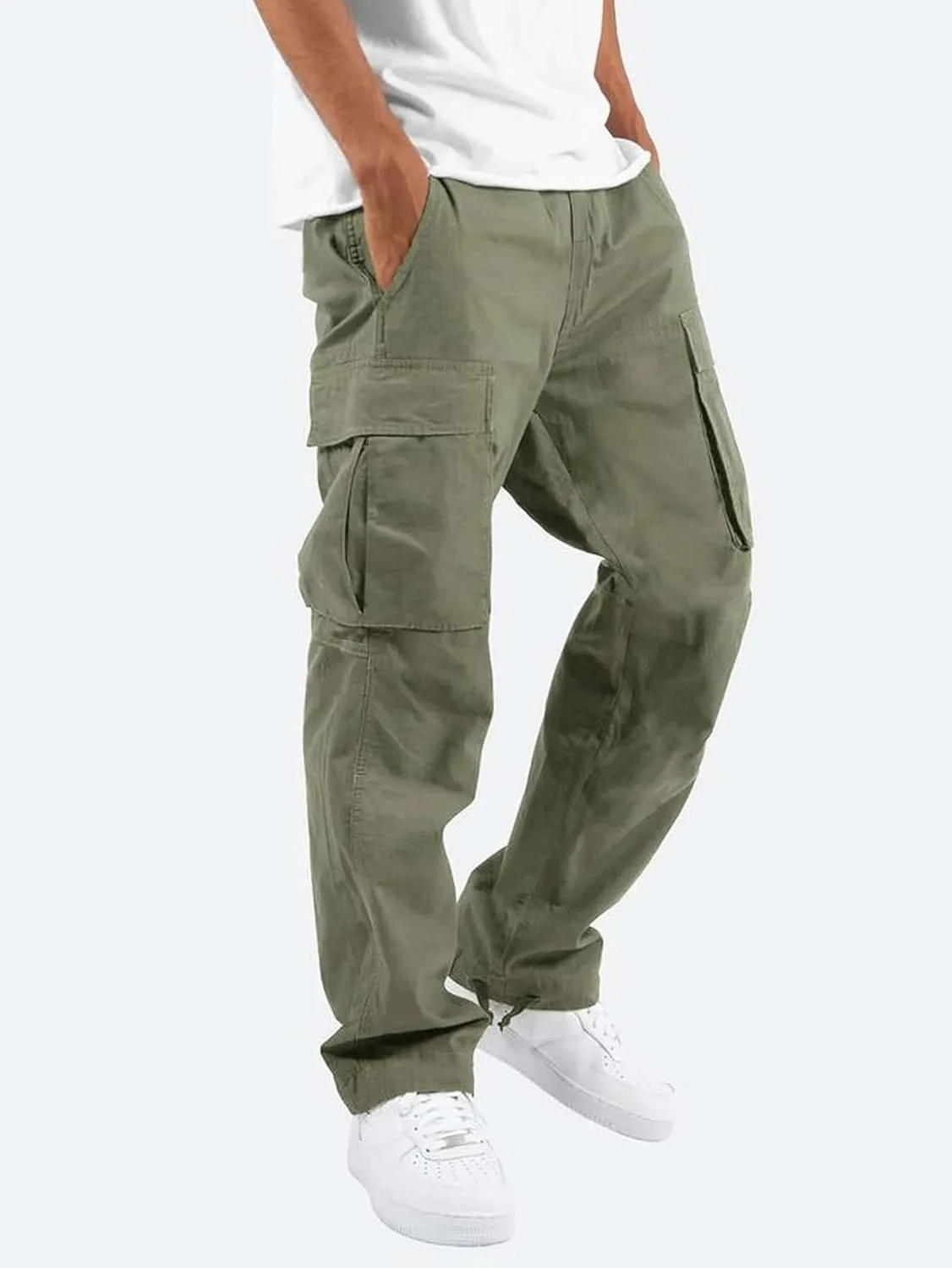 Mens Cargo Pants Straight Casual Trendy Loose Slim Fit Joggers Sweatpants Outdoor Lightweight Athletic Walking Trouser