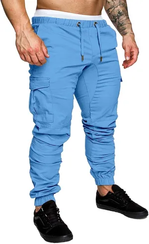 Mens Cargo Sweatpants Slim Fit with Pockets Workout Gym Lightweight Sweat Pants Elastic Waist Sweat Pants Trouser
