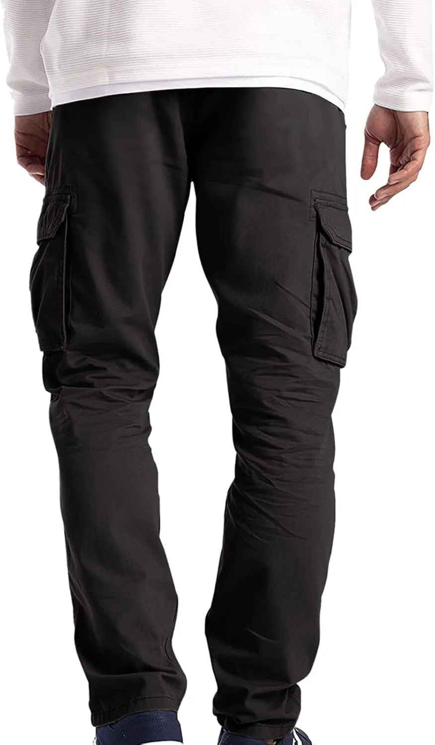 Mens Casual Cargo Pants Thin Lightweight Sweatpants Pleated Drawstring Pant Slim Fit Joggers Trousers Multi Pockets
