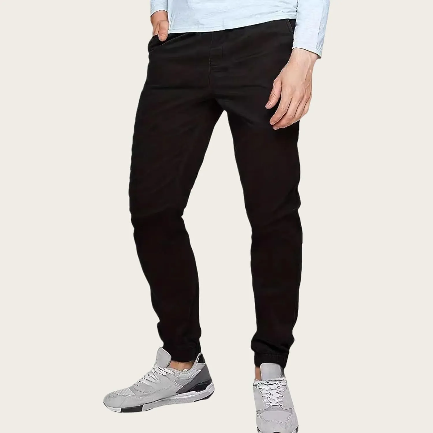 Men's Casual Chinos Pants Slim Fit Cargo Joggers Elastic Waist Drawstring Sweatpants Lightweight Outdoor Hiking Pant