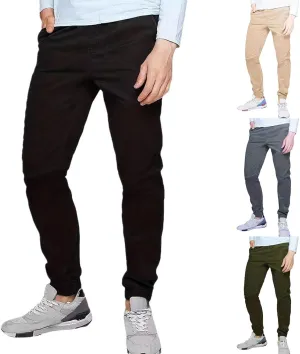 Men's Casual Chinos Pants Slim Fit Cargo Joggers Elastic Waist Drawstring Sweatpants Lightweight Outdoor Hiking Pant