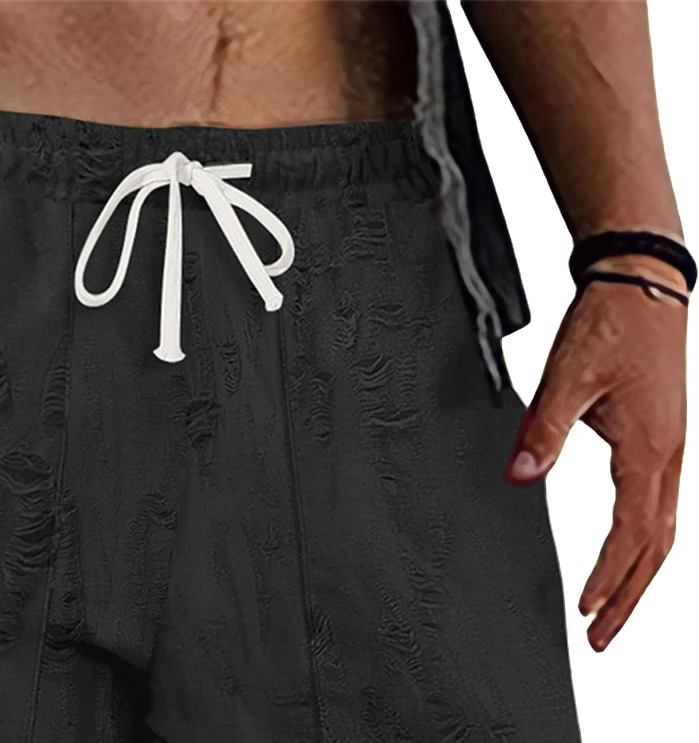 Mens Casual Pants Stretch Drawstring Elastic Waist Classic Loose Lightweight Solid Trousers Work Outdoor Sweatpants