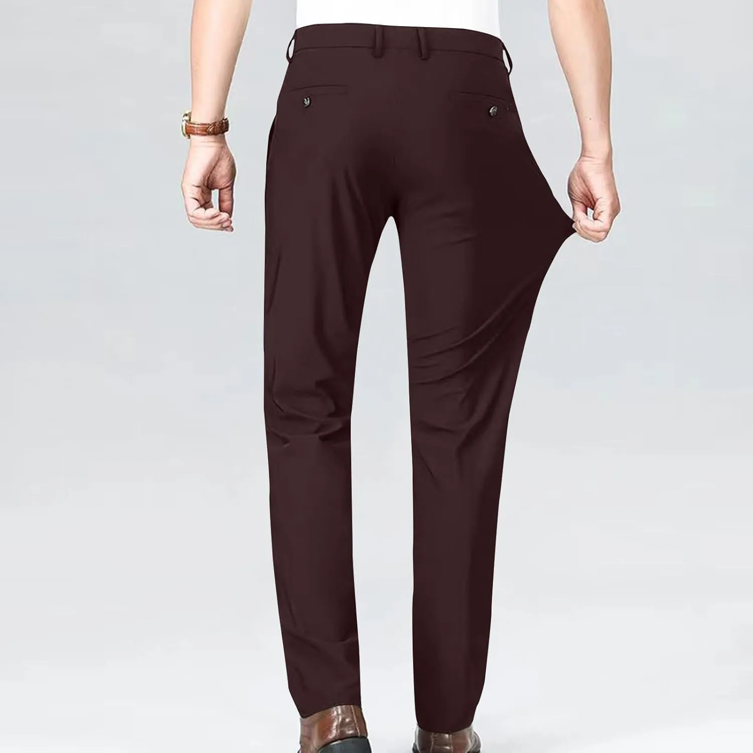 Mens Dress Suit Pants Formal Wrinkle Free Slim Fit Work Stretch Pants Straight Leg Premium Business Casual Slacks