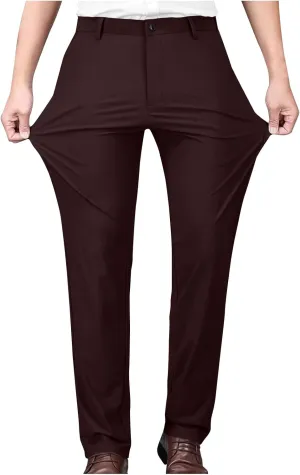 Mens Dress Suit Pants Formal Wrinkle Free Slim Fit Work Stretch Pants Straight Leg Premium Business Casual Slacks