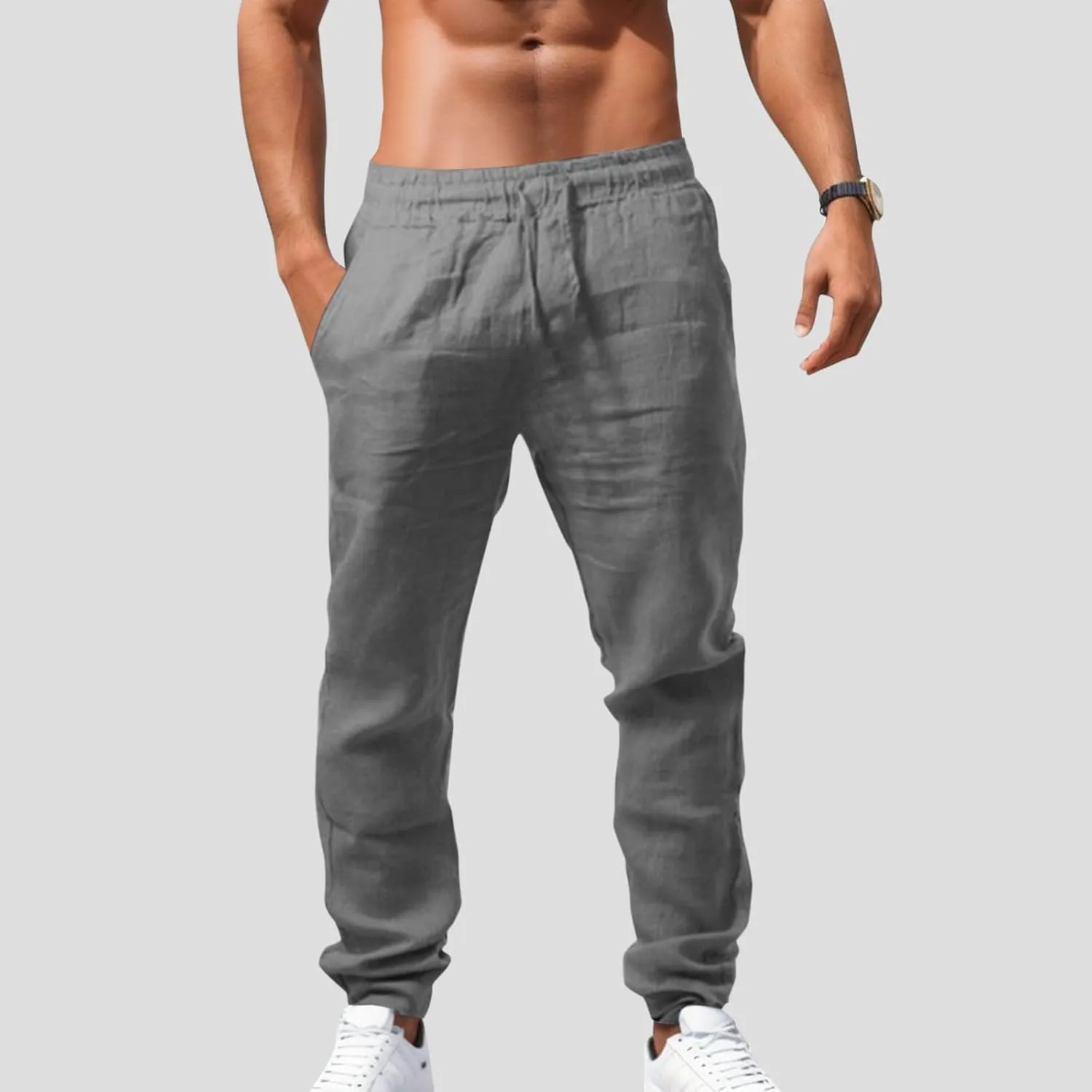 Mens Fashion Pants with Multi-Pocket Joggers Sports Pants Solid Color Hiking Outdoor Sweatpant Mens Long Pants