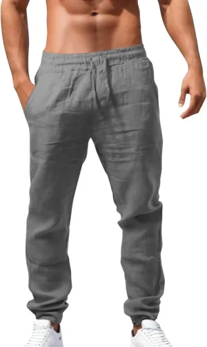 Mens Fashion Pants with Multi-Pocket Joggers Sports Pants Solid Color Hiking Outdoor Sweatpant Mens Long Pants