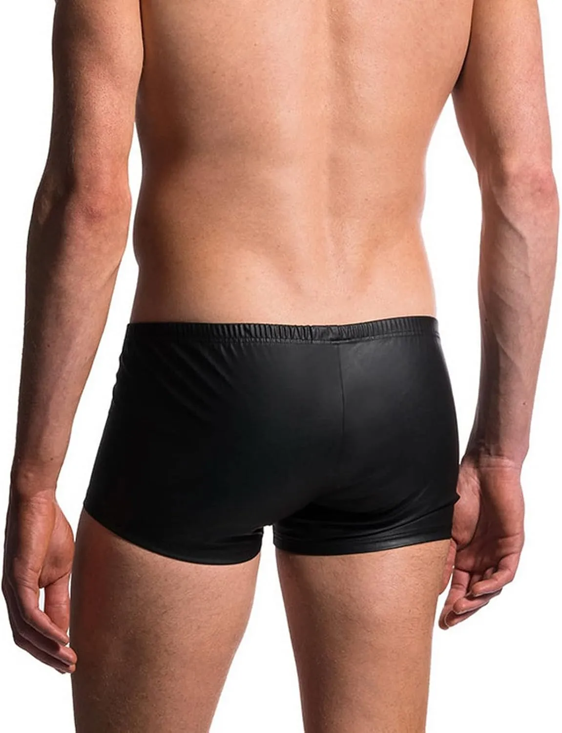 Men's Faux Leather Low Rise Shorts Detachable Briefs