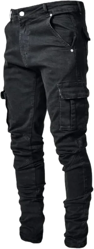 Mens Joggers Sweatpants Zipper Middle Waist Denim Long Pants Men's Active Athletic Casual Tricot Jogger Running Pants