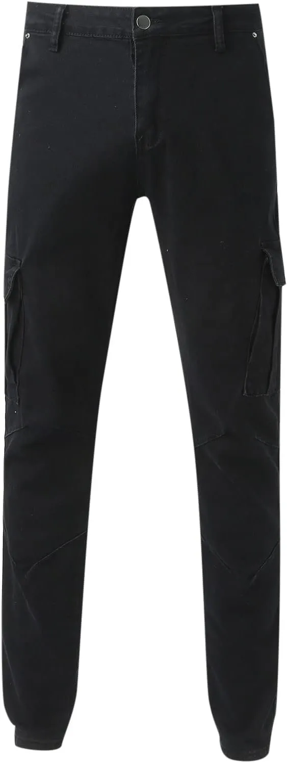 Mens Joggers Sweatpants Zipper Middle Waist Denim Long Pants Men's Active Athletic Casual Tricot Jogger Running Pants