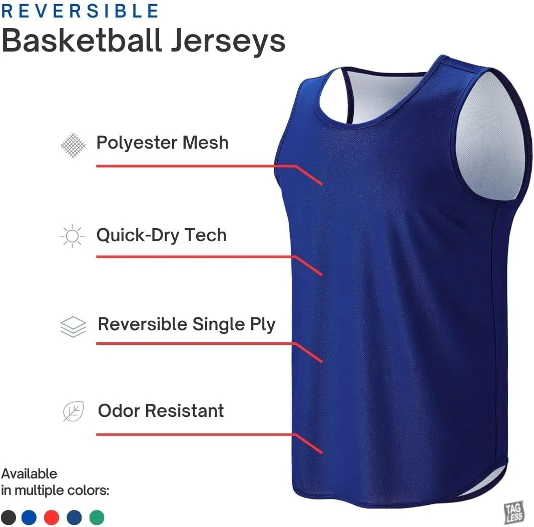 Men's Lightweight Reversible Rec Tanks, Mesh Basketball Jerseys Athletic Quick Dry Shirts Team Scrimmage Uniforms