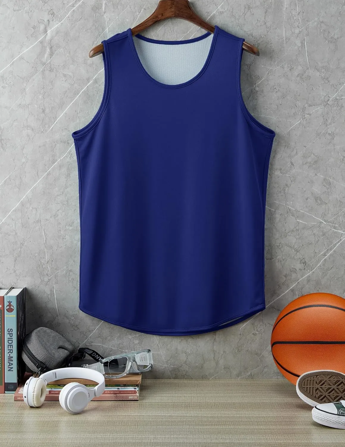 Men's Lightweight Reversible Rec Tanks, Mesh Basketball Jerseys Athletic Quick Dry Shirts Team Scrimmage Uniforms