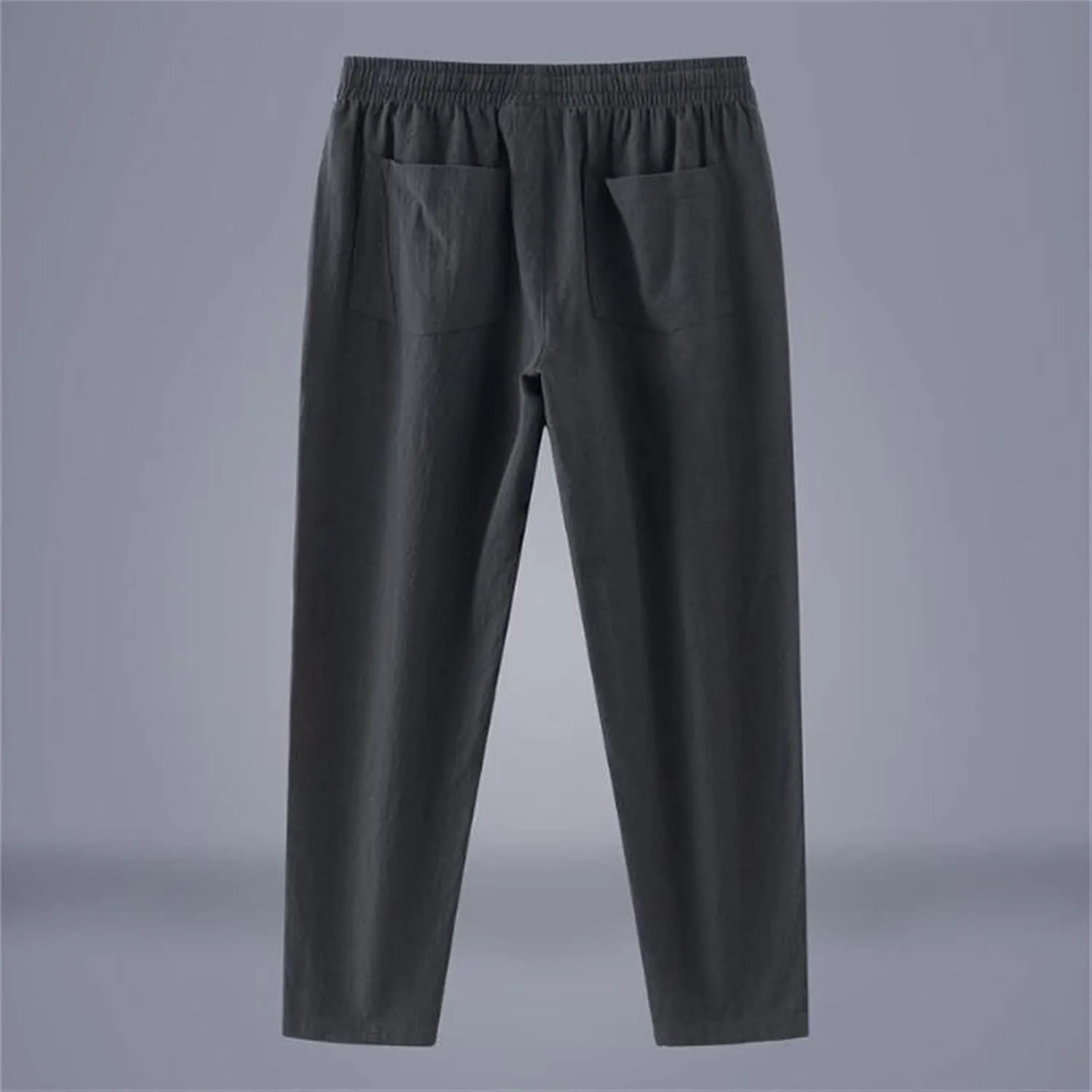 Mens Linen Pants Slim Fit Casual Drawstring Elastic Waist Beach Yoga Pants Summer Lightweight Trousers with Pockets