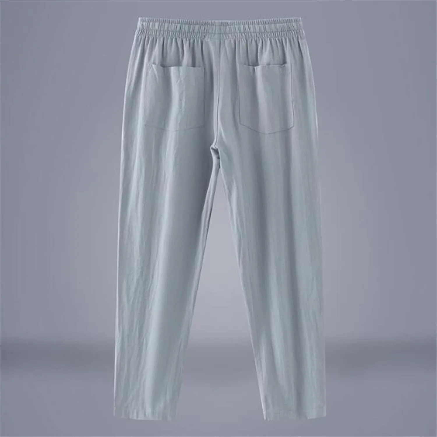 Mens Linen Pants Slim Fit Casual Drawstring Elastic Waist Beach Yoga Pants Summer Lightweight Trousers with Pockets