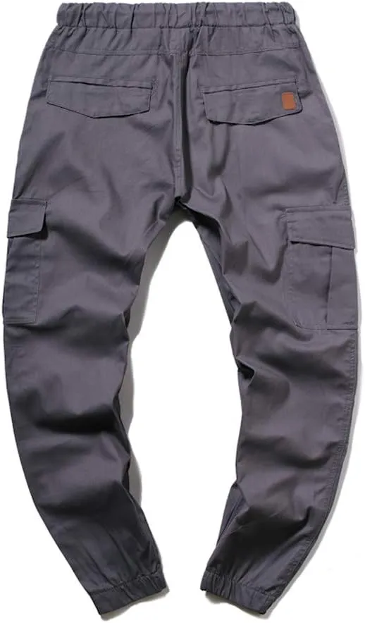 Mens Slim Fit Cargo Pants Casual Stretch Waist Jogger Sweatpants with Flap Pockets Outdoor Work Hiking Trousers