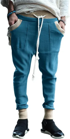 Men's Slim Fit Joggers Patchwork Knit Novelty Pants Active Workout Lightweight Casual Trousers Fashion Sweatpants