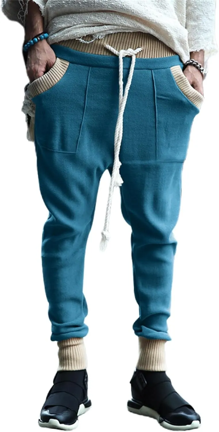 Men's Slim Fit Joggers Patchwork Knit Novelty Pants Active Workout Lightweight Casual Trousers Fashion Sweatpants