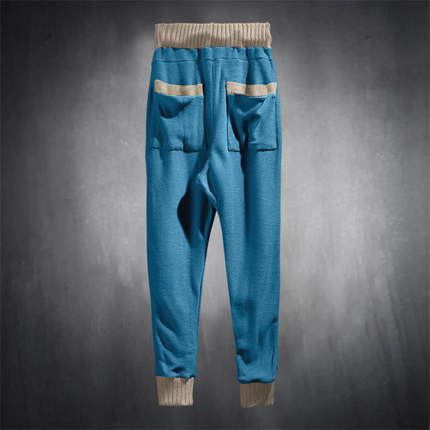 Men's Slim Fit Joggers Patchwork Knit Novelty Pants Active Workout Lightweight Casual Trousers Fashion Sweatpants