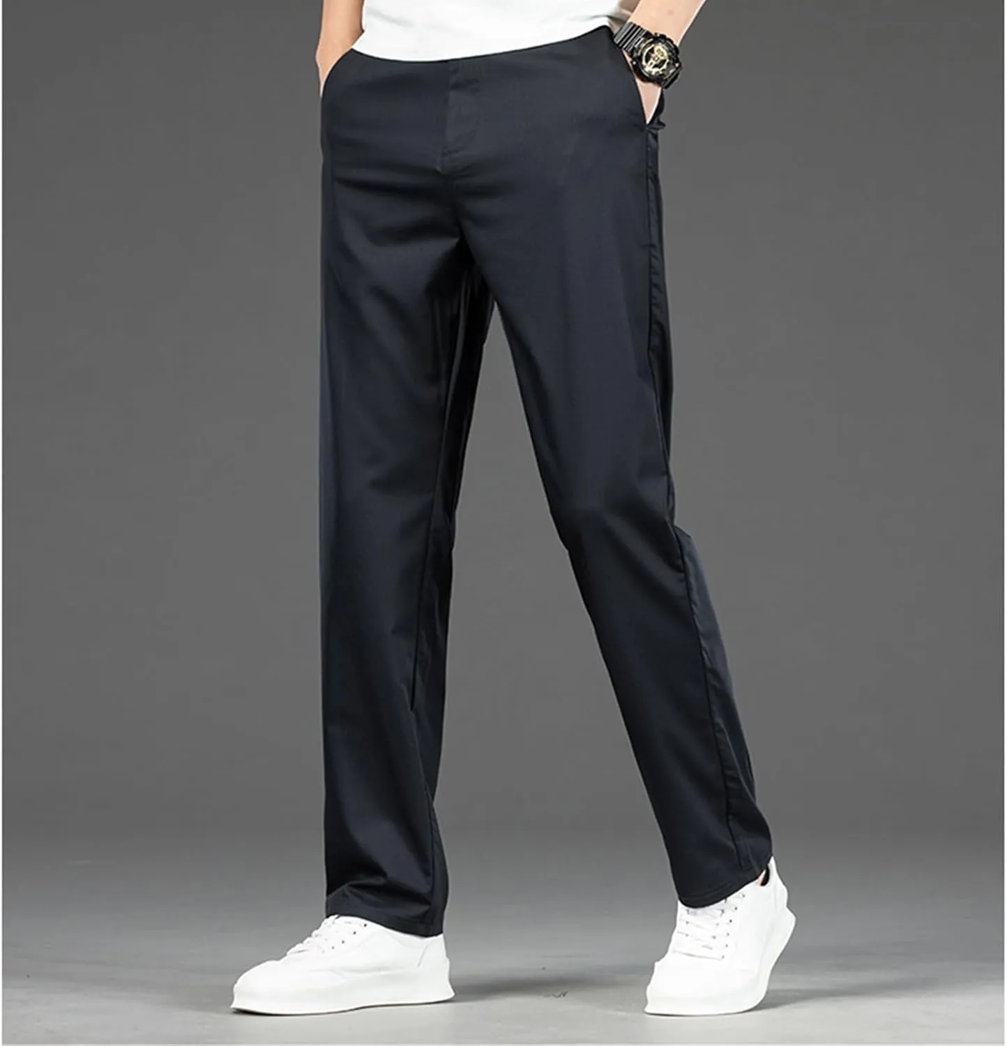 Mens Stretch Dress Pants Business Casual Formal Suit Work Pants Regular Fit Wrinkle Free Slim Fit Tapered Trousers