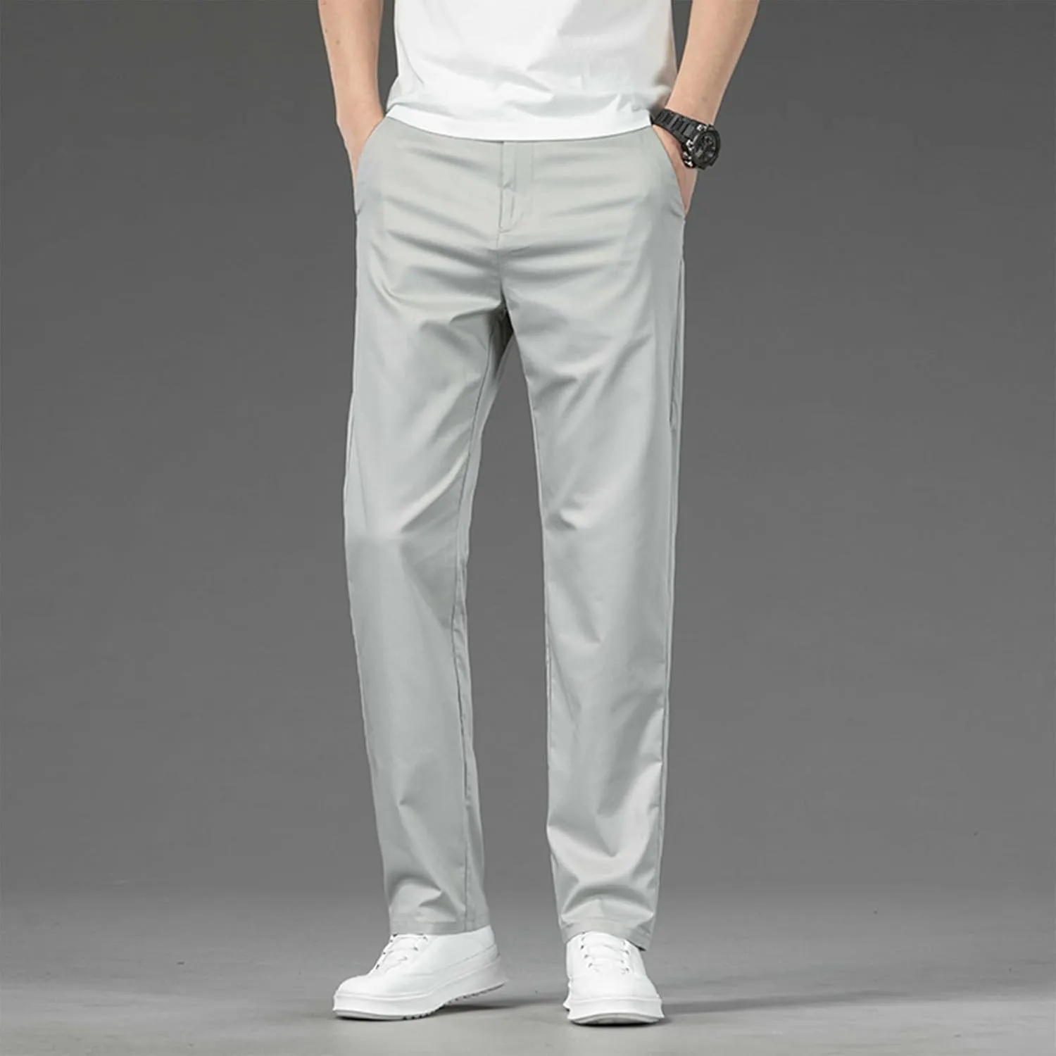 Mens Stretch Dress Pants Business Casual Formal Suit Work Pants Regular Fit Wrinkle Free Slim Fit Tapered Trousers