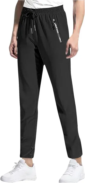 Mens Sweatpants Slim Fit Drawstring Stretch Straight Leg Joggers Pants for Athletic Workout Running Casual Hiking Gym