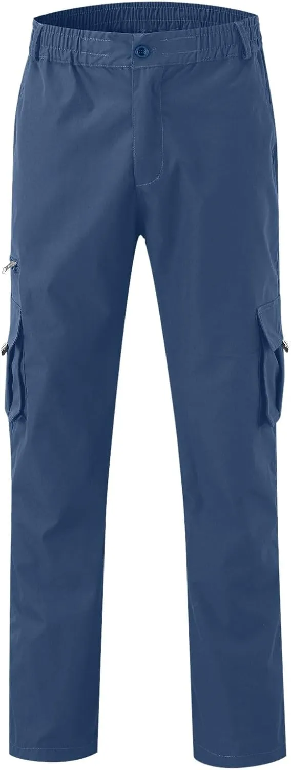 Mens Zip Joggers Pants Mens Fashion Casual Loose Cotton Plus Size Pocket Elastic Waist Pants Trousers Stretch