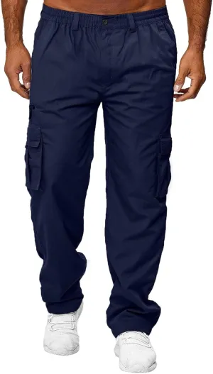 Mens Zip Joggers Pants Mens Fashion Casual Loose Cotton Plus Size Pocket Elastic Waist Pants Trousers Stretch