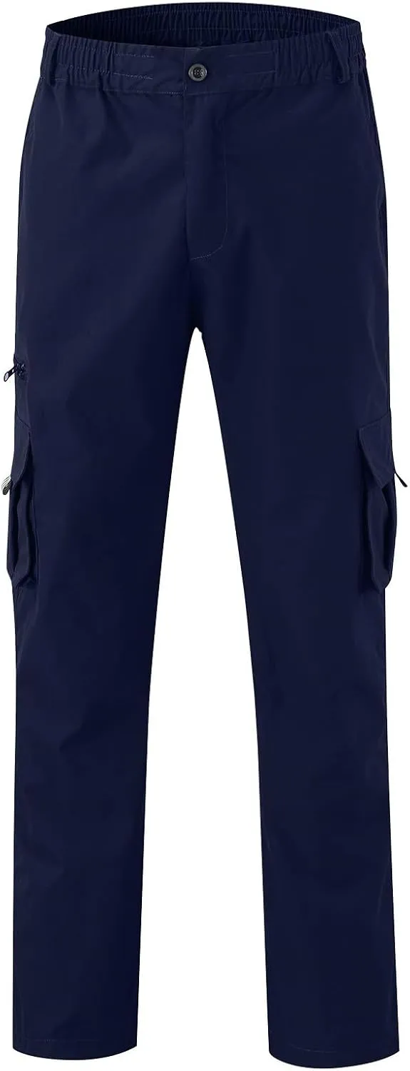 Mens Zip Joggers Pants Mens Fashion Casual Loose Cotton Plus Size Pocket Elastic Waist Pants Trousers Stretch