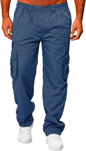 Mens Zip Joggers Pants Mens Fashion Casual Loose Cotton Plus Size Pocket Elastic Waist Pants Trousers Stretch