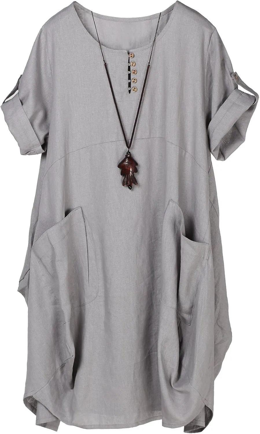 Minibee Women's Ruffle Oversize Casual Midi Dresses with Pockets