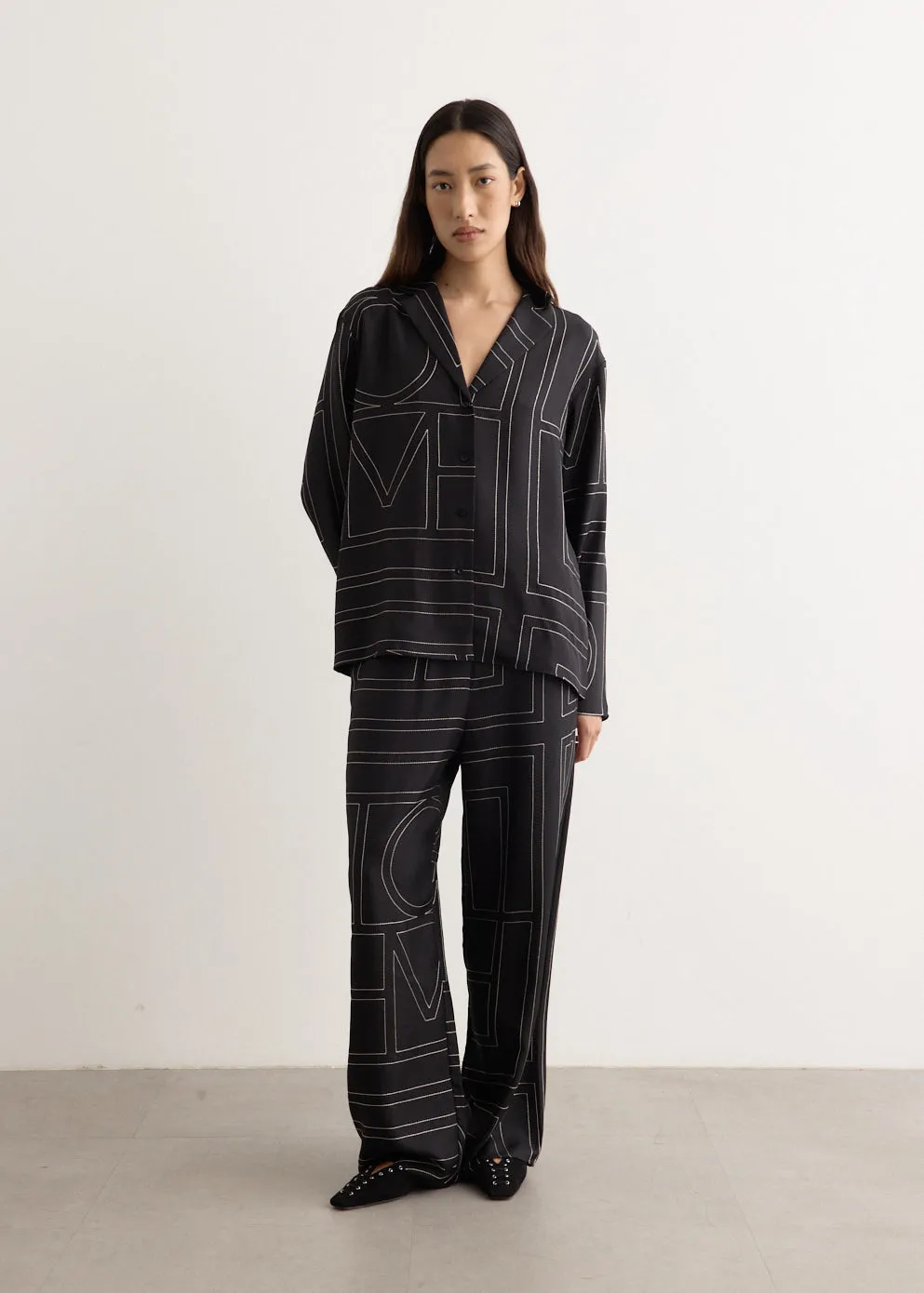 Monogram Silk Pj Top