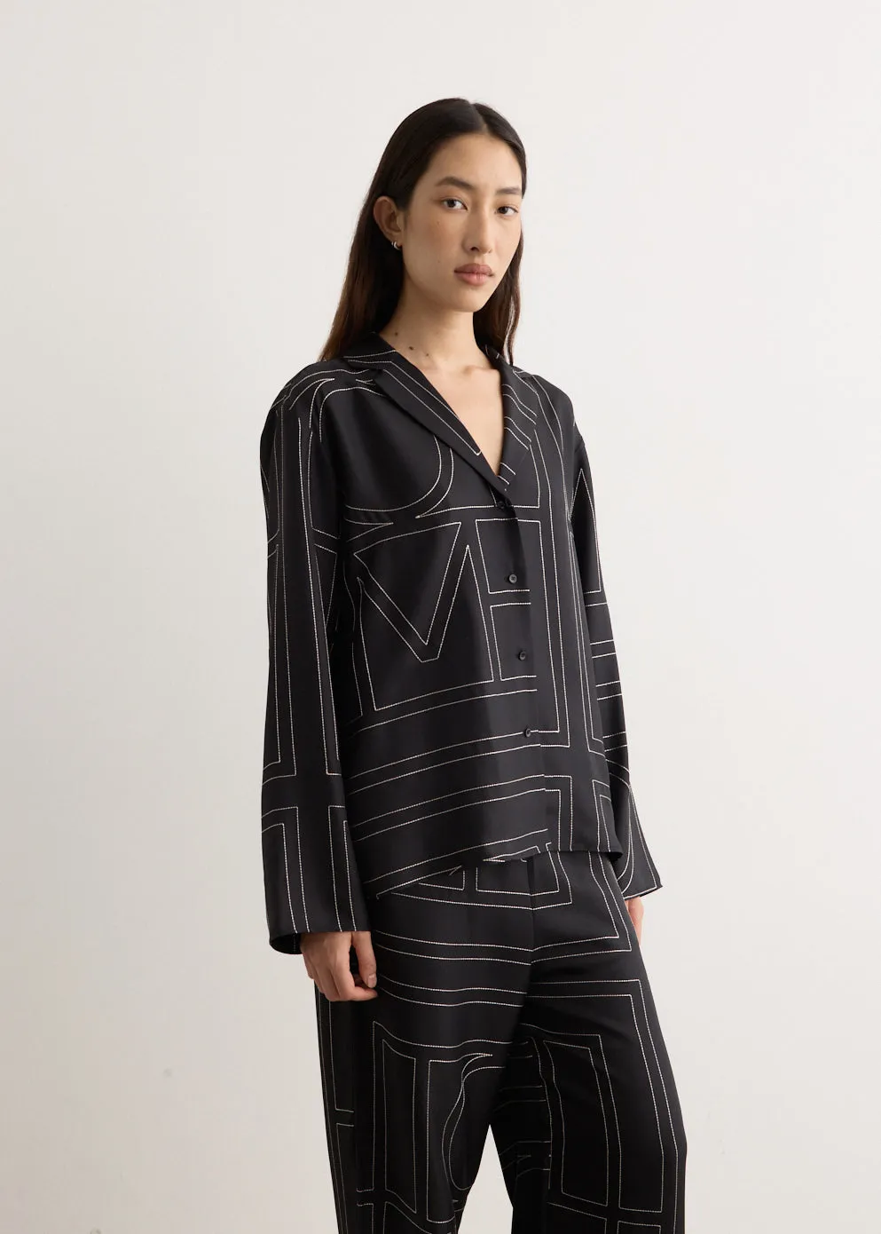Monogram Silk Pj Top