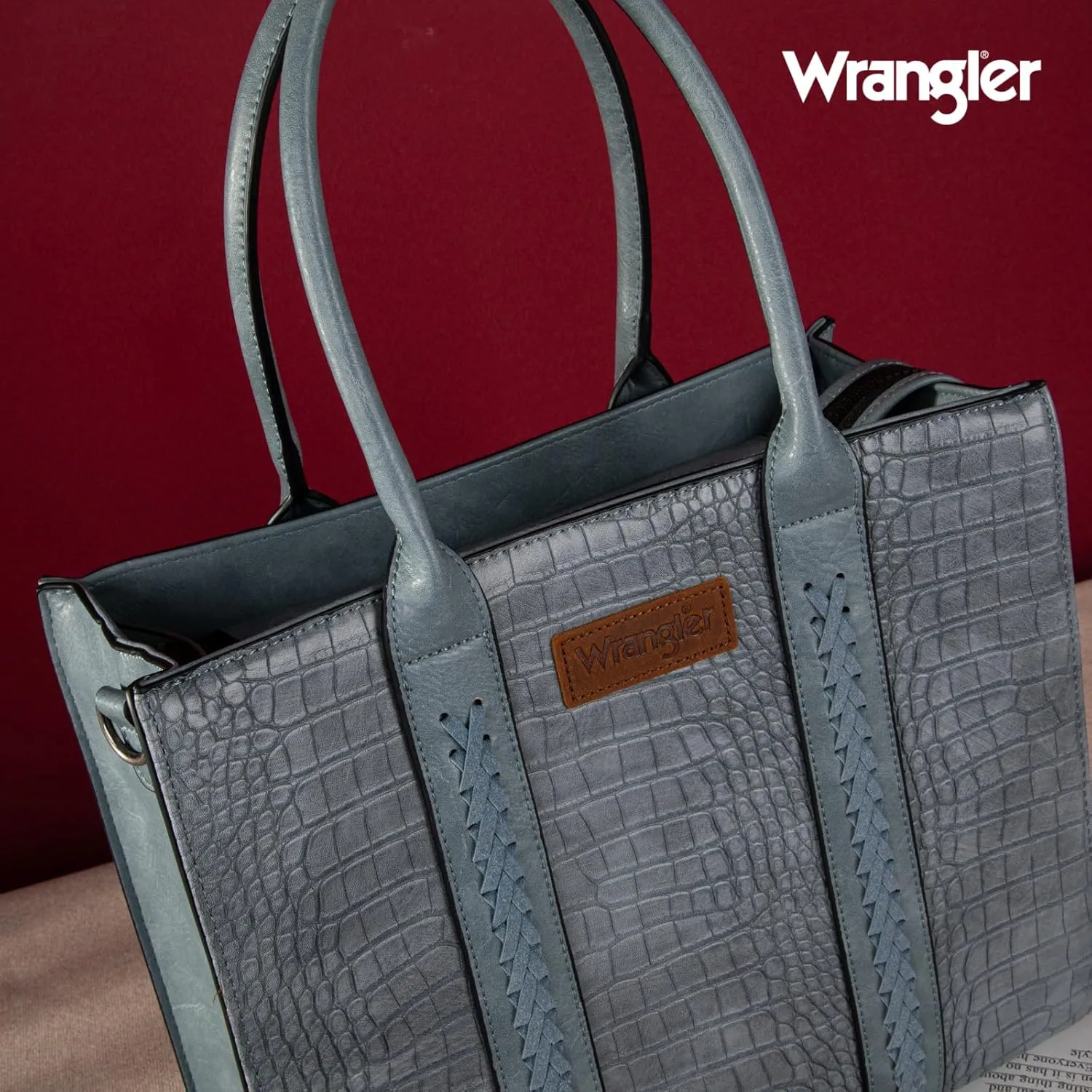 Montana West  Wrangler Purse for Women Large Work Tote Bags with Strap Vintage Top-Handle Handbags