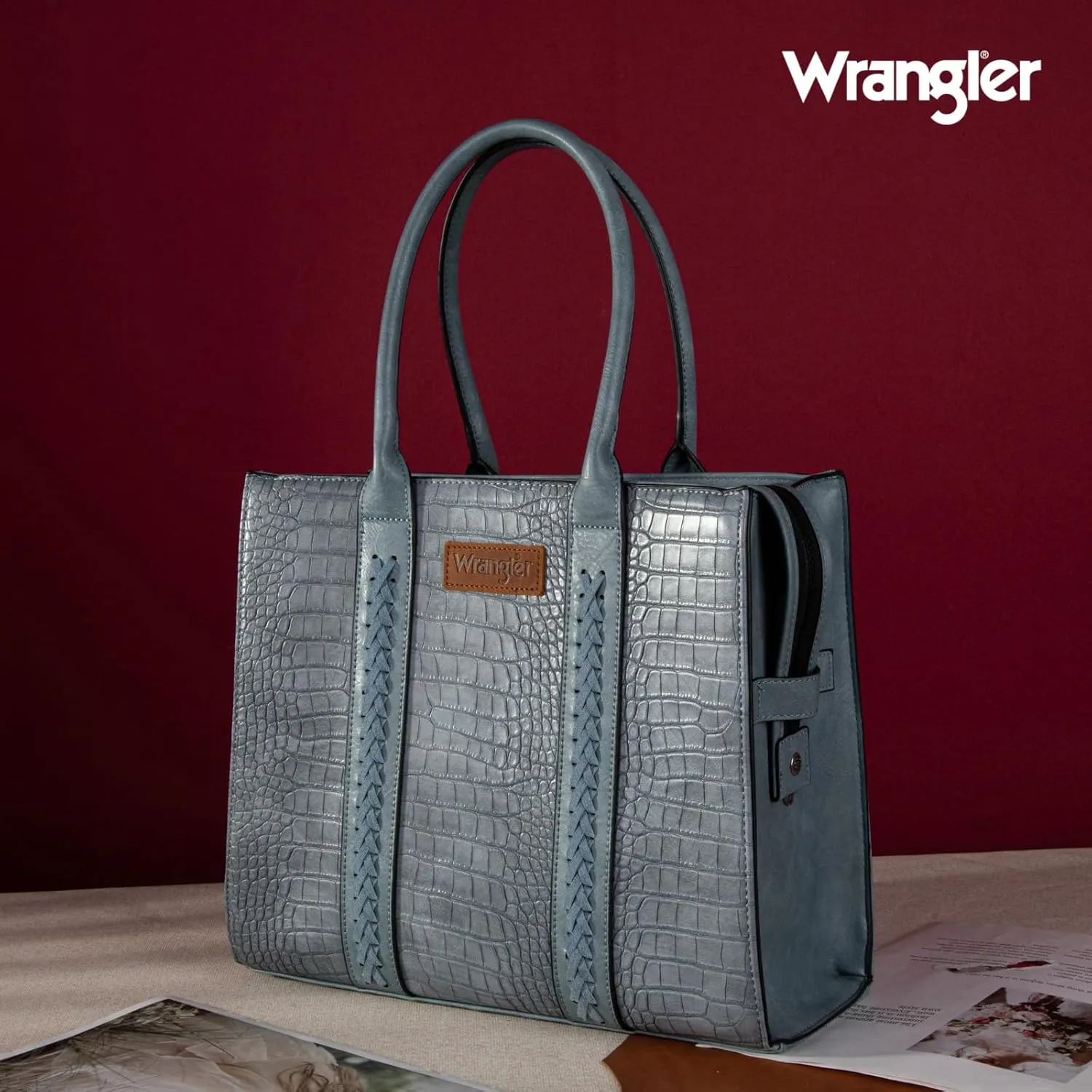 Montana West  Wrangler Purse for Women Large Work Tote Bags with Strap Vintage Top-Handle Handbags