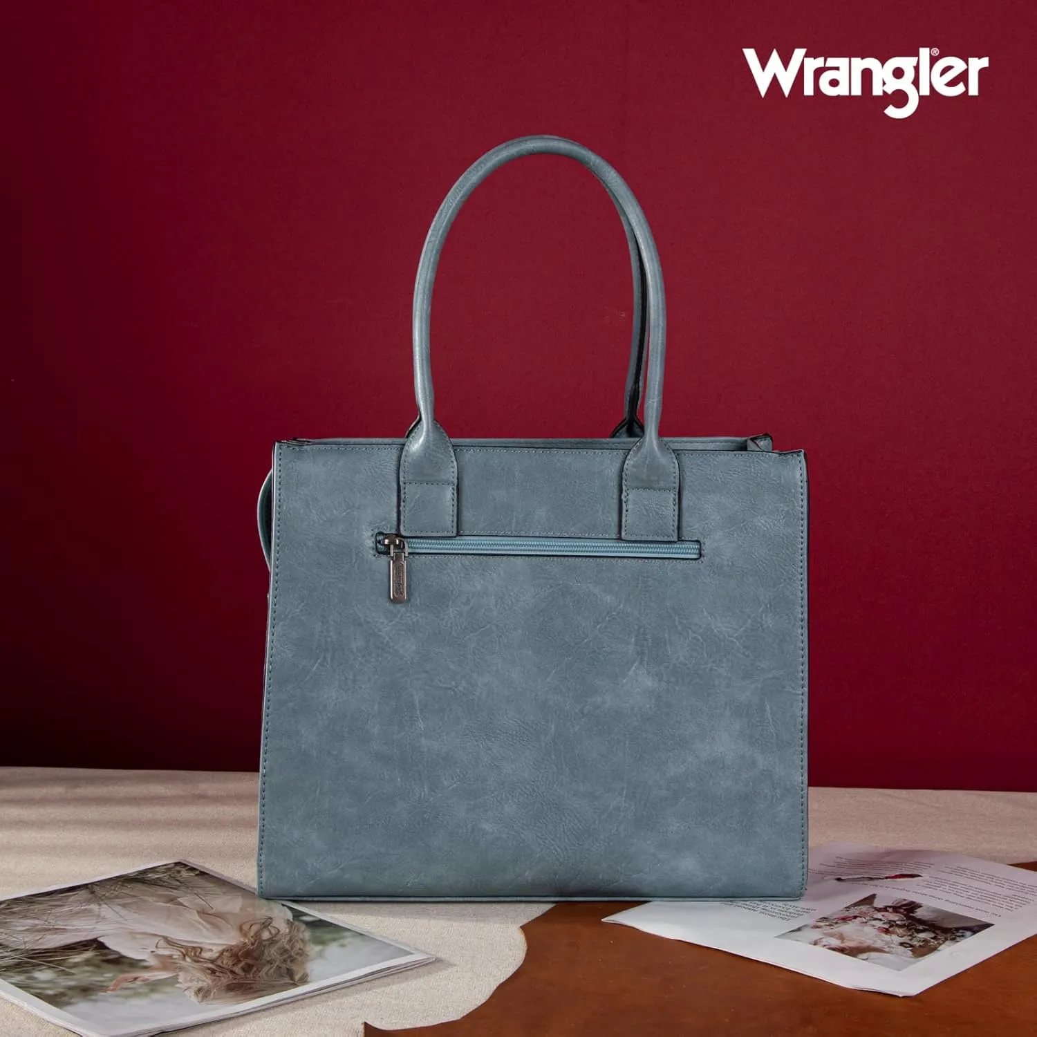 Montana West  Wrangler Purse for Women Large Work Tote Bags with Strap Vintage Top-Handle Handbags