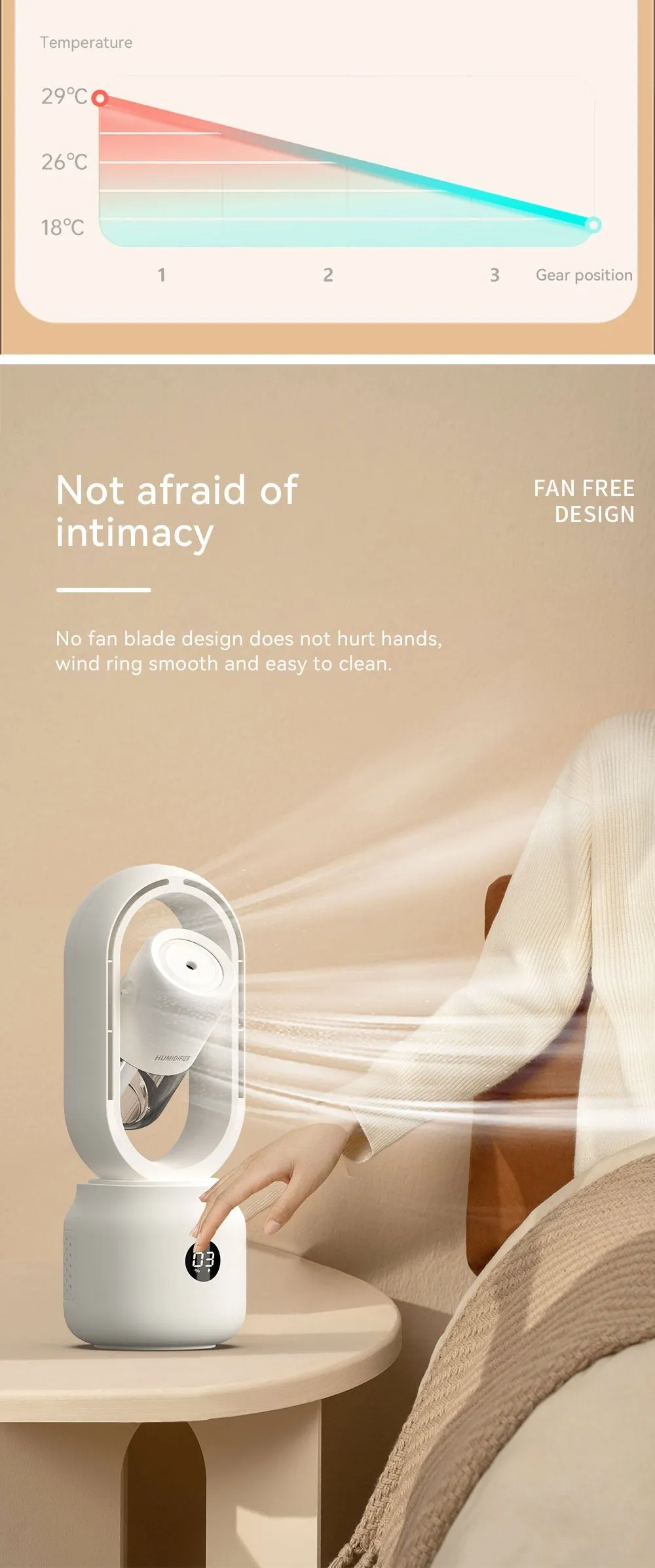 Multi-Functional Leafless Jet Fan Water Spray Vertical Summer Ultrasonic Cooling Humidifier Fan | HX87