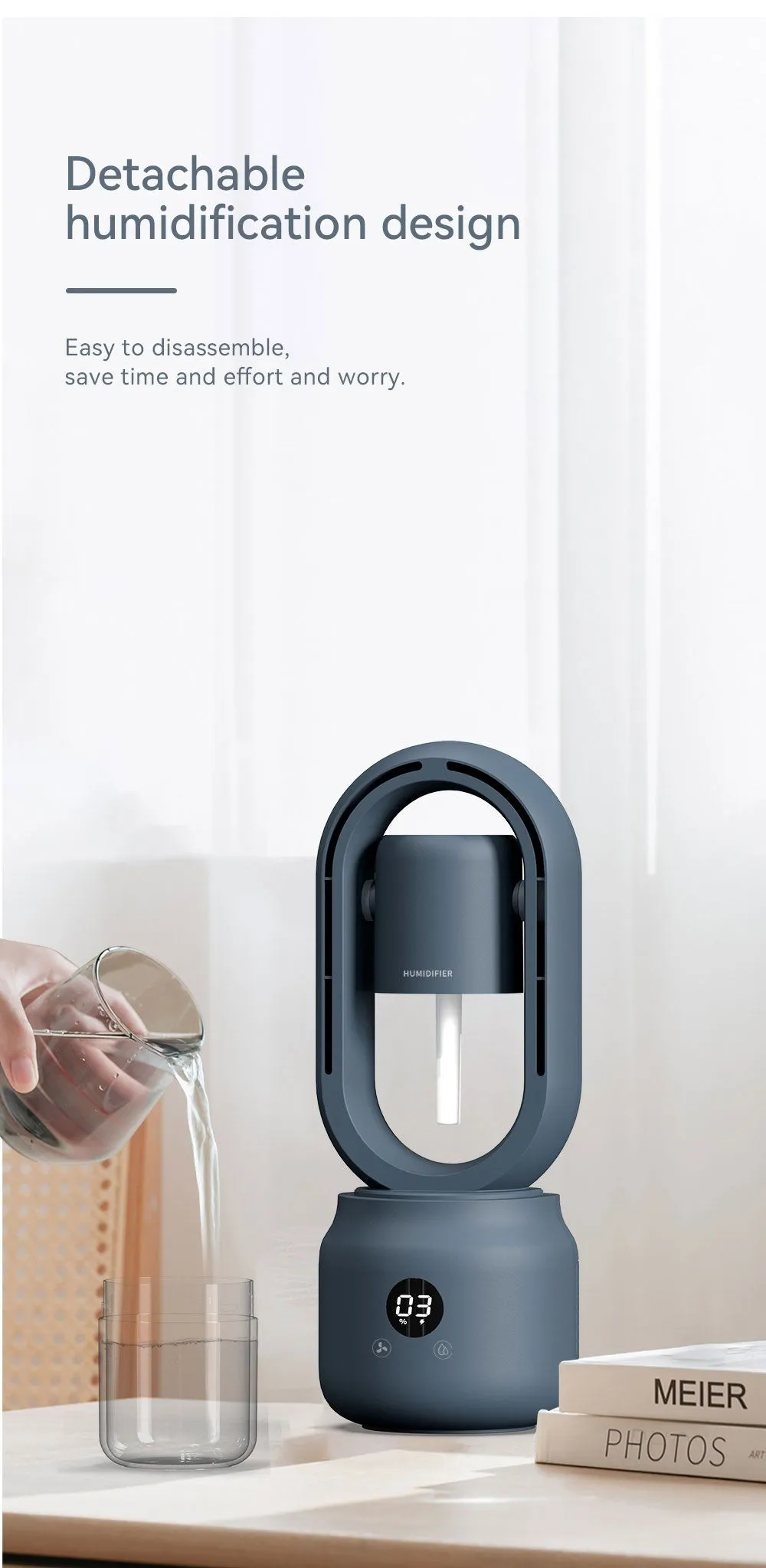 Multi-Functional Leafless Jet Fan Water Spray Vertical Summer Ultrasonic Cooling Humidifier Fan | HX87