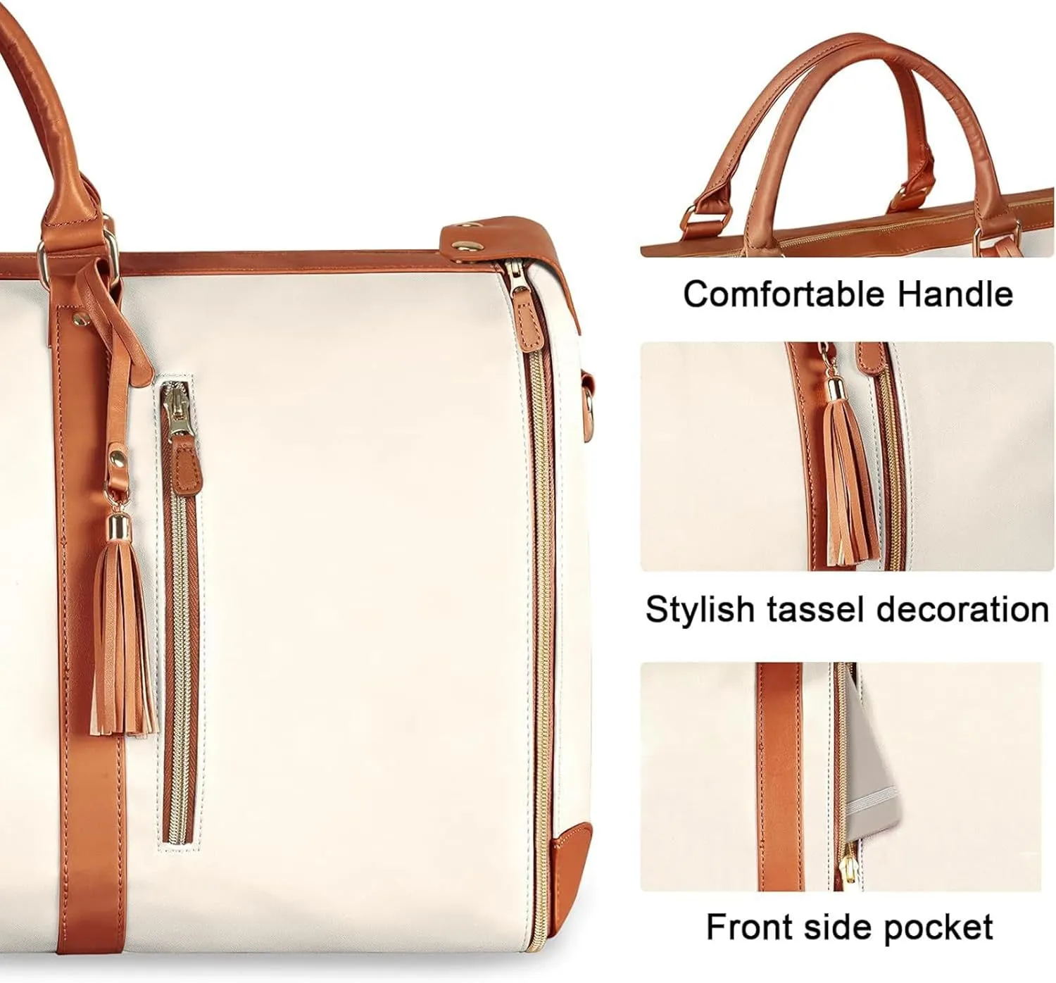 Multifunctional Waterproof Suit Travel Bag Large Capacity Foldable Portable PU Leather Garment Bag with Adjustable Strap