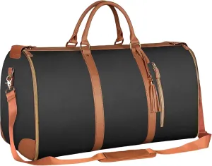 Multifunctional Waterproof Suit Travel Bag Large Capacity Foldable Portable PU Leather Garment Bag with Adjustable Strap